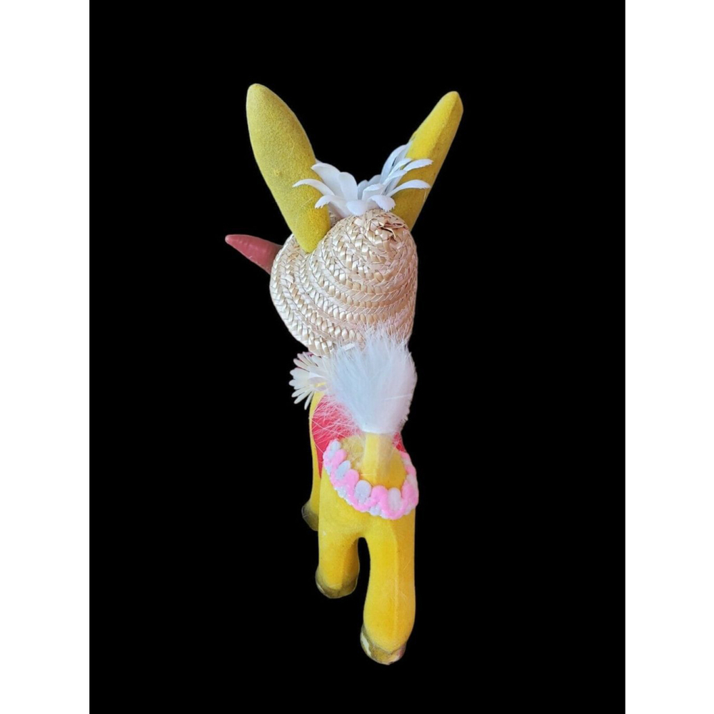 Vintage 1960s Hong Kong Velvet felted plastic Donkey mule yellow - Picture 4 of 10